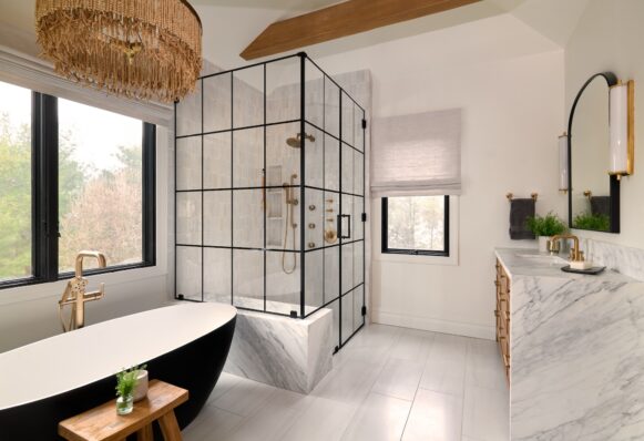 Custom Roman Shades Bathroom by Bartholomew Studio Photographers