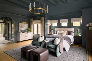 Custom Roman Shades and Drapery Bedroom by Bartholomew Studio Photographers