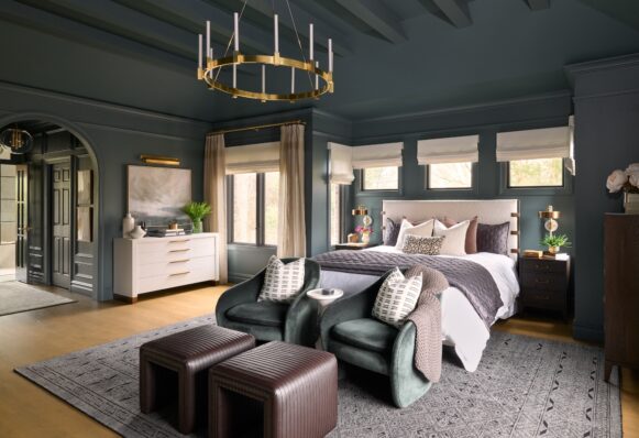Custom Roman Shades and Drapery Bedroom by Bartholomew Studio Photographers