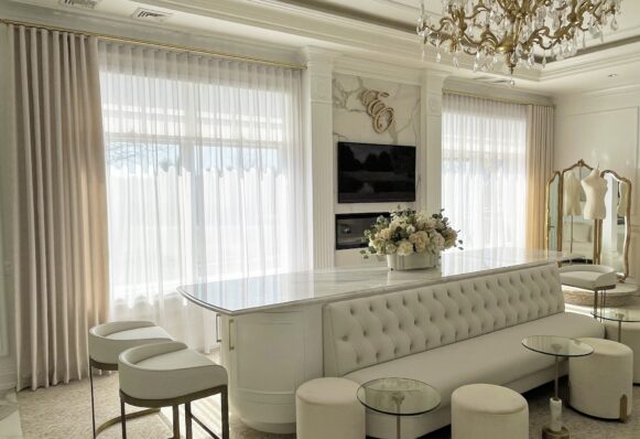 H Rail Ripple Fold Side Panels With Sheer Drapery Bridal Suite Photo By John Lampone