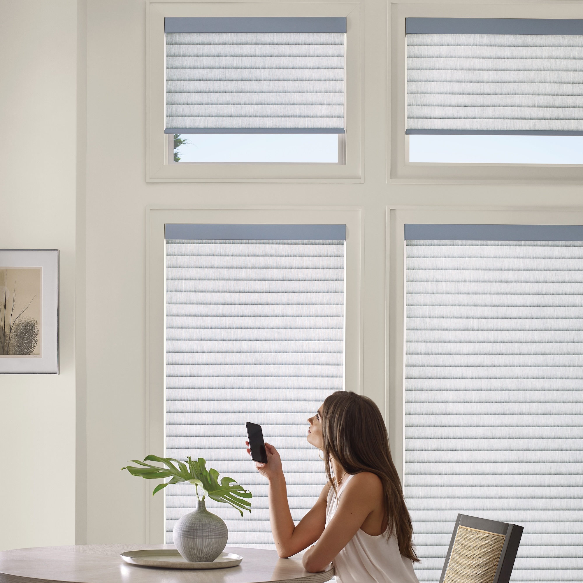 Sonnette Powerview Kitchen Table App Controlled Window Treats Inc Motorized Window Treatments