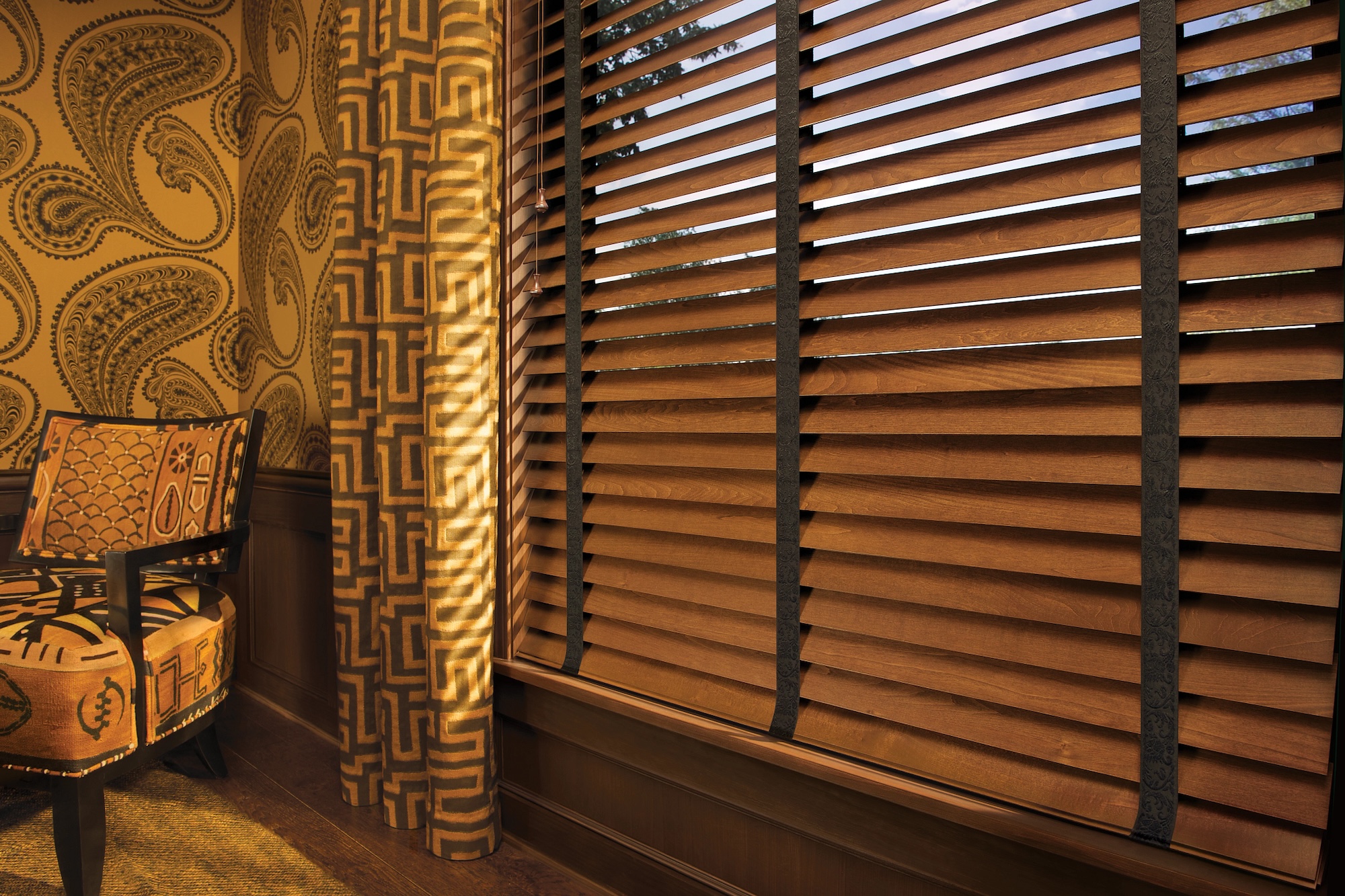 Window Treats Inc Parkland Standard Cordlock Wood Blind Living Room